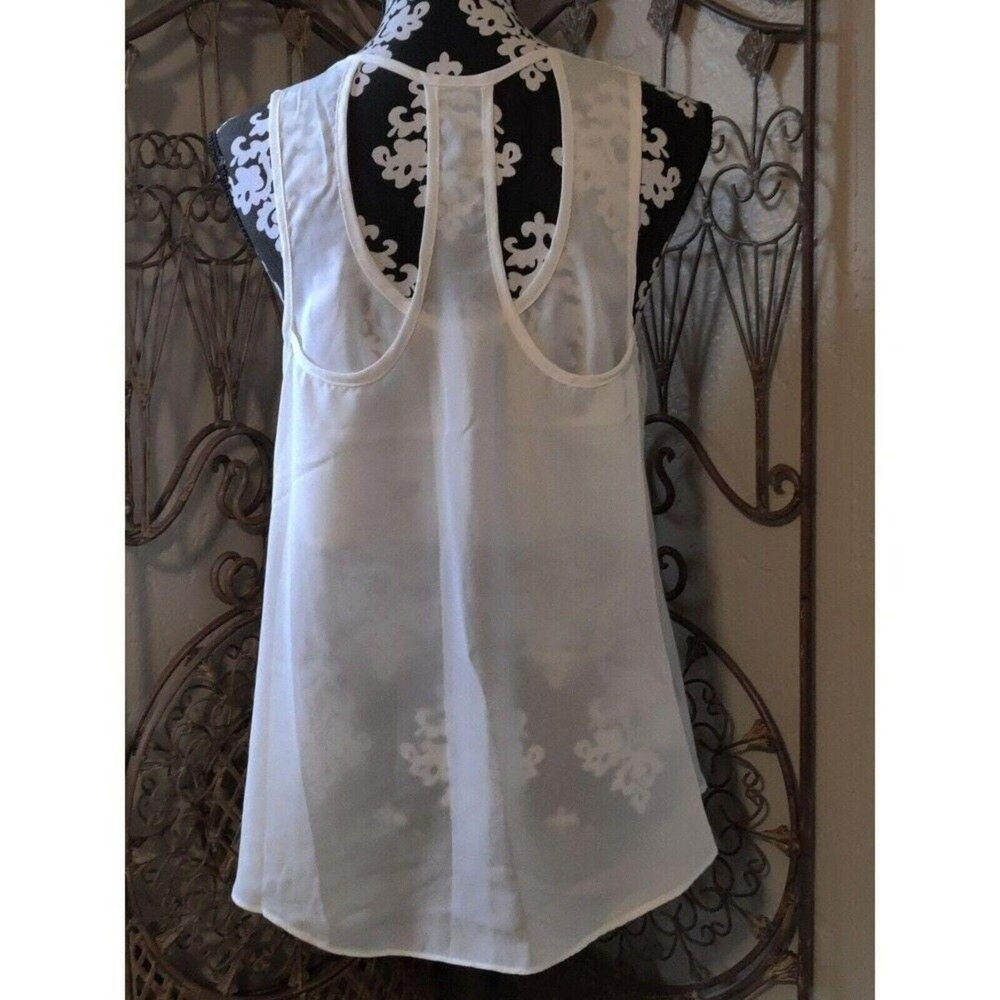 TRUE LIGHT Womens Small White Chiffon Tunic Top Layered Sleeveless Racerback NWT - Picture 3 of 5